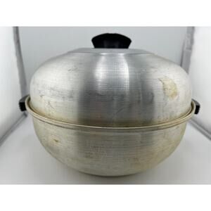Vintage Silver Aluminum Bread‎ or Bun Warmer 3-Piece Serving Oven